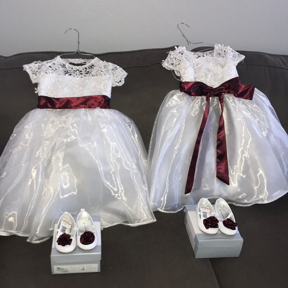 Baby twin dresses with shoes